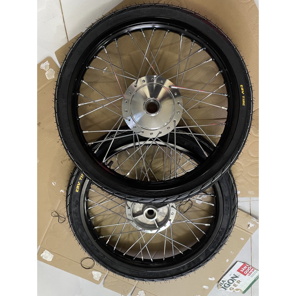 Bộ CDN dành cho wave và dream căm osaka đùm crom niềng nhôm đen solute  kèm má crom full vỏ ruột 60/90 và 70/90