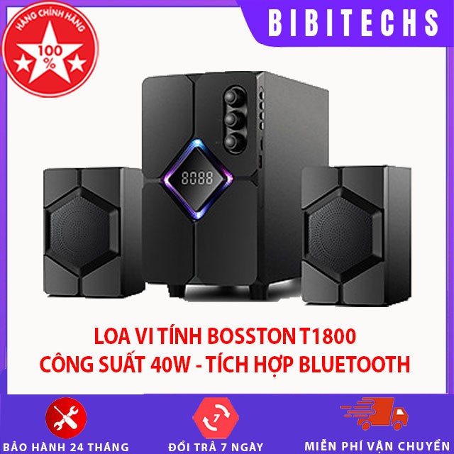 Loa vi tính bluetooth Bosston T1800 ❤️FREESHIP❤️ Công suất 40W, BH chính hãng 12 tháng - Led RGB - Bibitechs