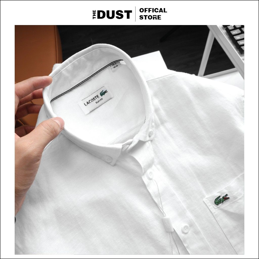 Áo sơ mi nam ngắn tay vải đũi LCT form slim fit, Sơ mi nam công sở chất liệu linen nhẹ cao cấp