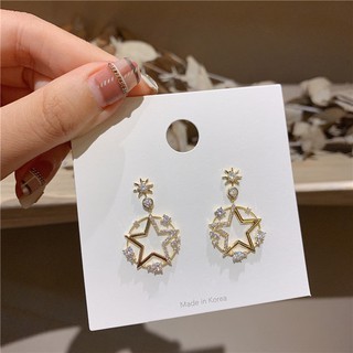 Bông Tai Mạ Bạc 925 Hình Ngôi Sao Năm Cánh Xinh Xắn