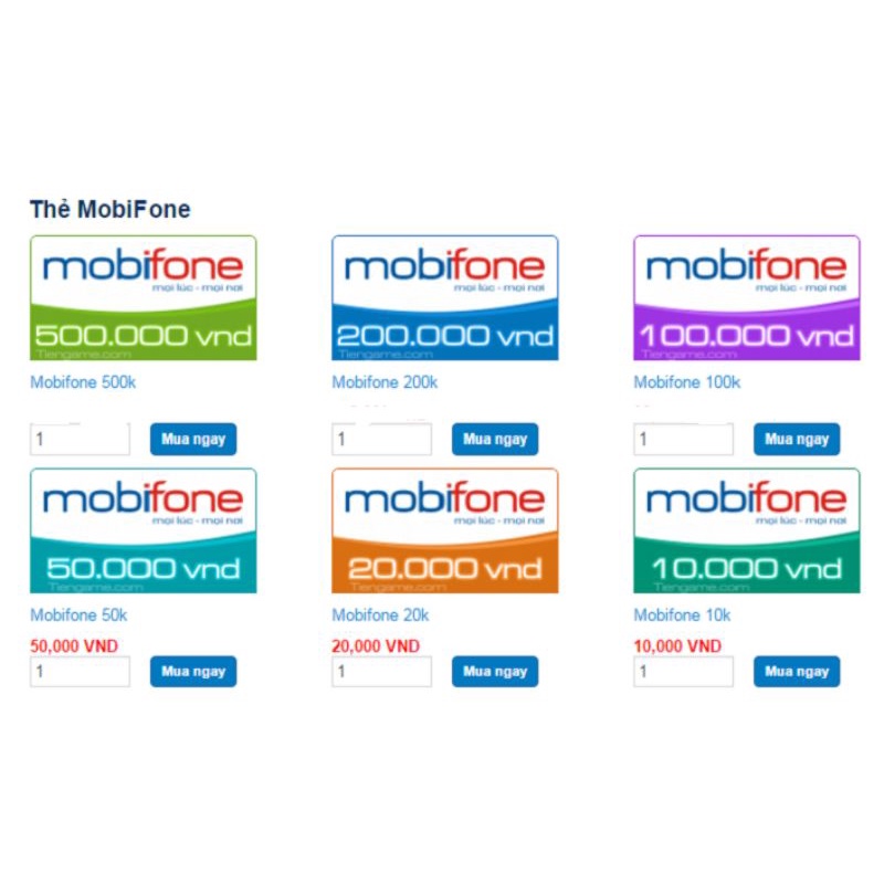thẻ cào mobi 10k