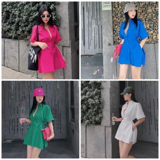 Set áo sơ mi trắng xẻ lai tay ngắn + quần short - hàng loại 1 kèm video