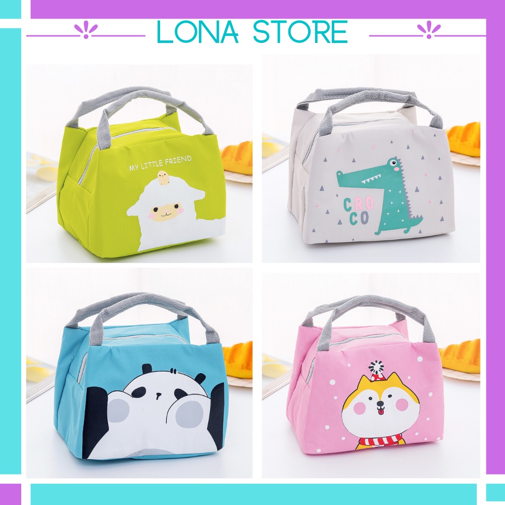 Túi giữ nhiệt đựng hộp cơm có khoá kéo kích thước 20*15*16 cm nhiều màu nhiều mẫu đẹp