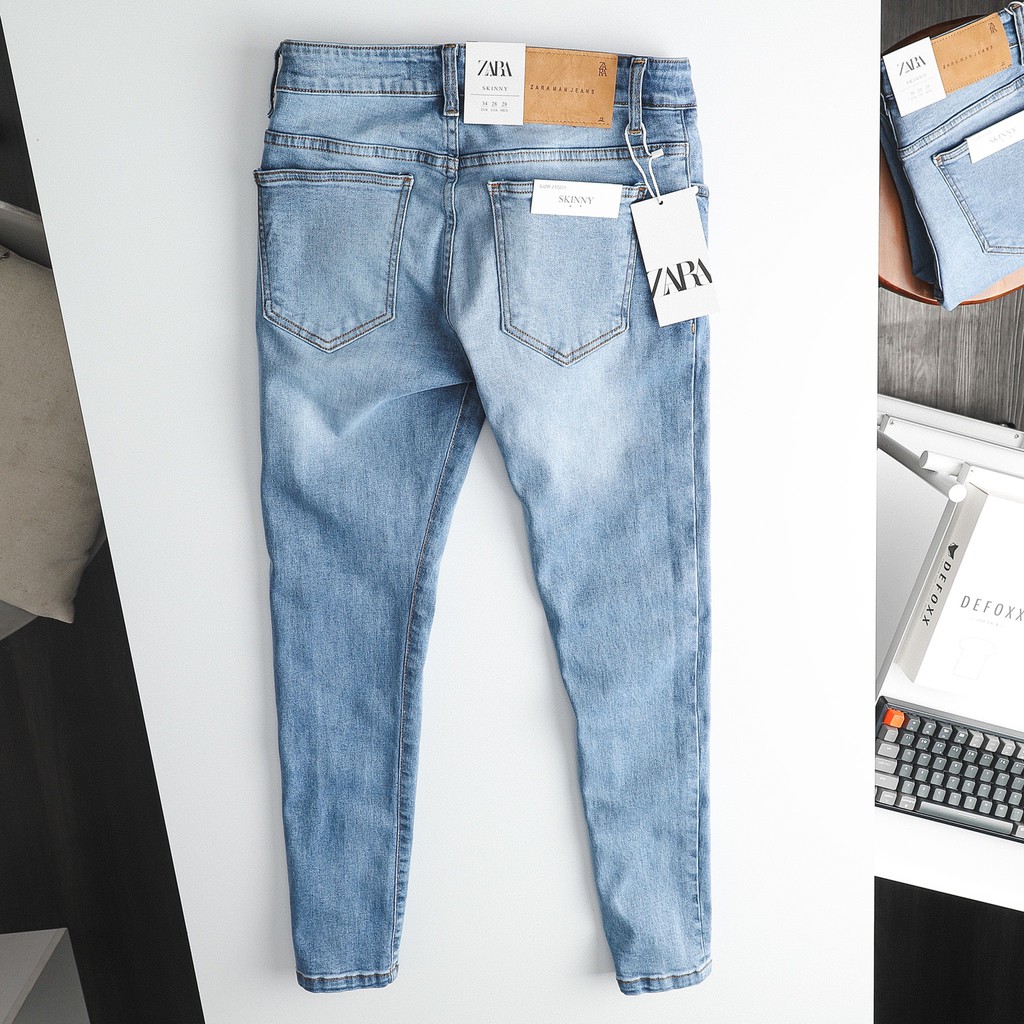 Quần JEAN Skinny ZARA xanh trơn 210201