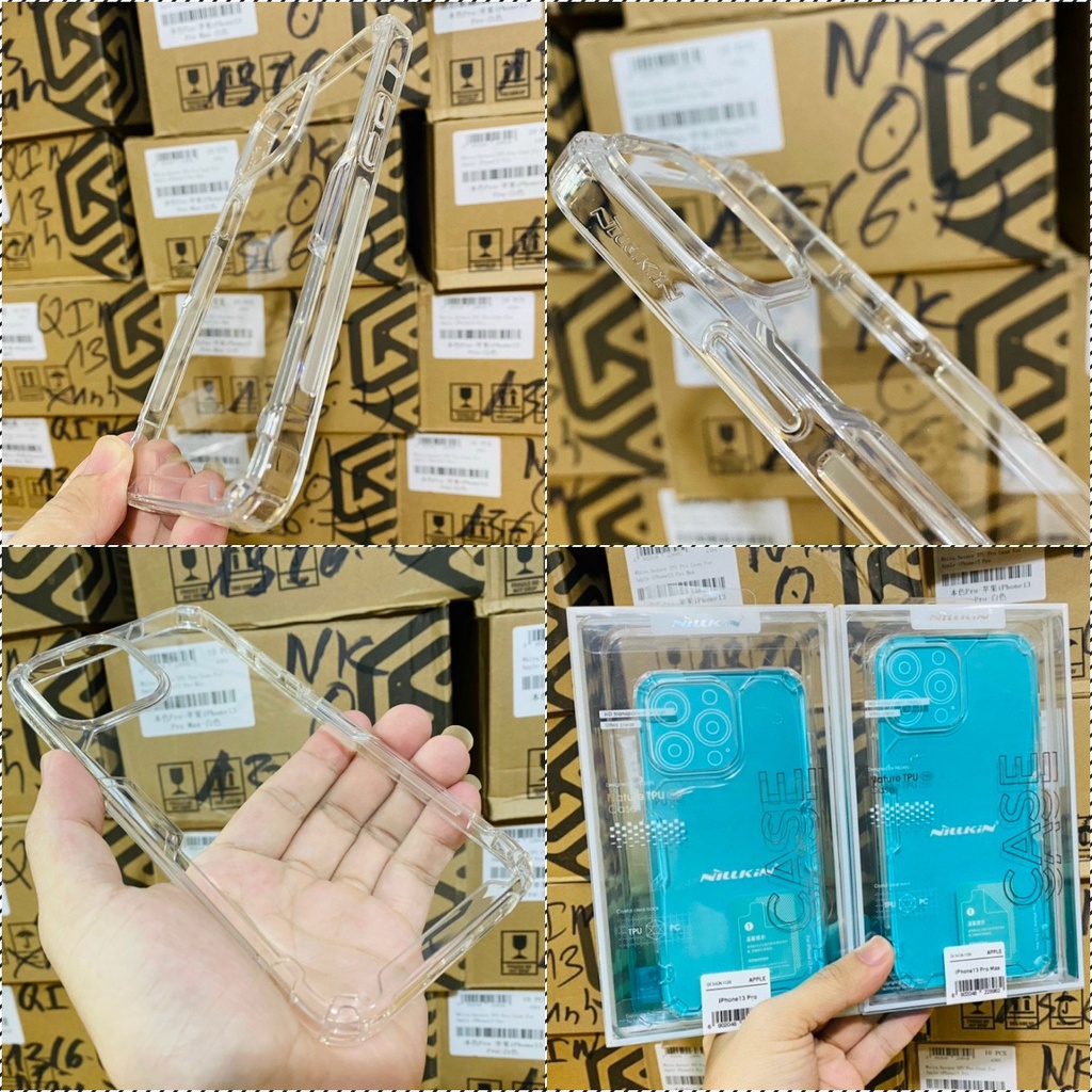 ỐP LƯNG IPHONE 13 PRO MAX NILLKIN NATURE TPU PRO LƯNG KÍNH PC TRONG VIỀN DẺO CHÍNH HÃNG