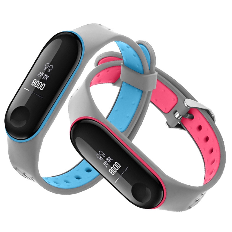 Duo Teng Dây Đeo Thay Thế Chất Liệu Silicon Thiết Kế Sọc Gân Nổi Cho Xiaomi Mi Band 3 4 strap