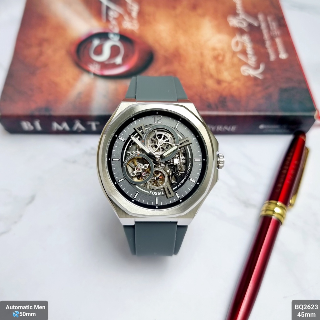 Đồng Hồ Nam Fossil BQ2623 Automatic Dây Casu Mặt Trắng