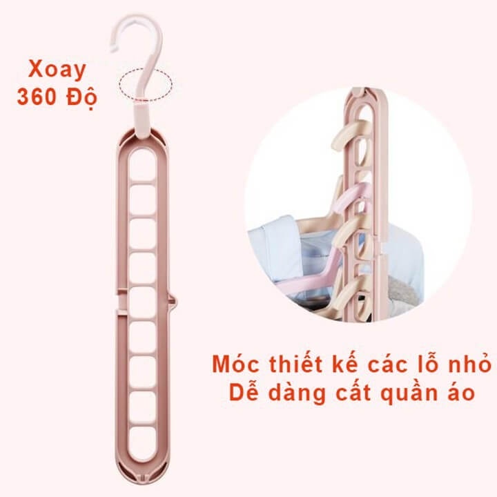 [FREESHIP❤️]Móc treo quần áo đa năng 9 lỗ treo 2 chiều tiện dụng, thông minh, tiết kiệm diện tích