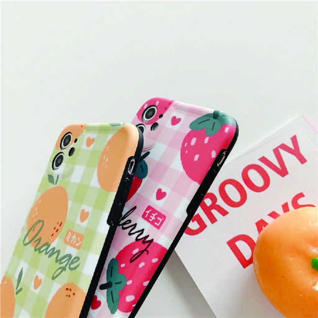 Ốp Lưng Iphone ⚡ Ốp Lưng Điện Thoại Iphone Cam Dâu Kẻ Caro ⚡ Full Size Từ Iphone 6 - 11 Promax - Tuấn Case 75