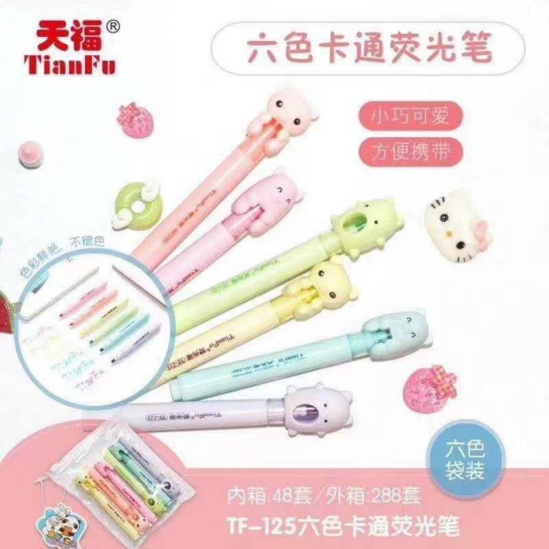 Bút dạ quang hightlight mini vỉ 6 màu