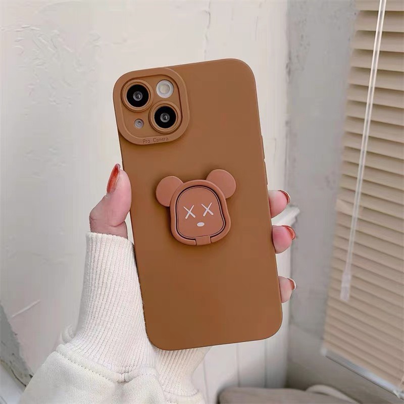 Ốp lưng iphone đẹp Ốp chống bẩn TPU viền vuông kèm iring kaws đỡ điện thoại xu hướng