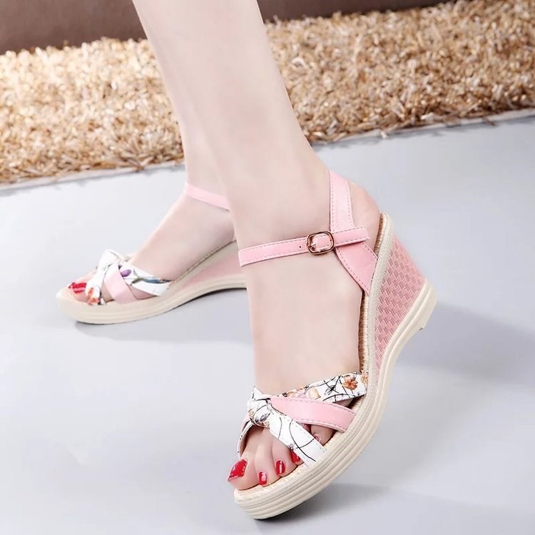 Giày sandal đế độn pha màu 128
