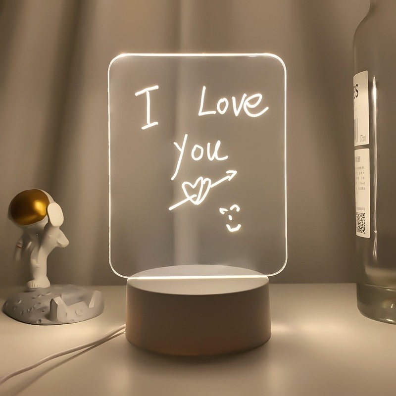 Bảng Ghi Chú Bằng Acrylic Trong Suốt Có Đèn LED Kết Nối USB Độc Đáo DIY