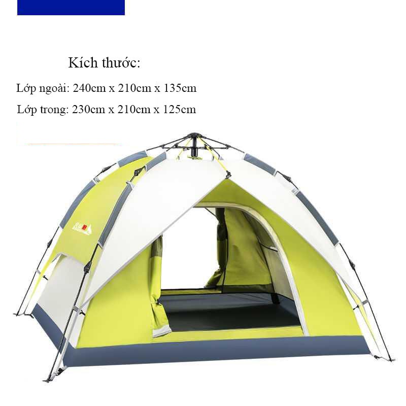 LỀU CẮM TRẠI DU LỊCH DÃ NGOẠI TỰ BUNG 2 CỬA CỠ LỚN 4 - 6 NGƯỜI CHỐNG MƯA CHỐNG NẮNG UV