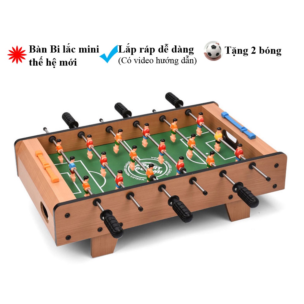 Bàn bi lắc Banh bàn bóng đá mini thế hệ mới bằng gỗ cao cấp an toàn cho trẻ kích thước: 50x25x15.5 cm