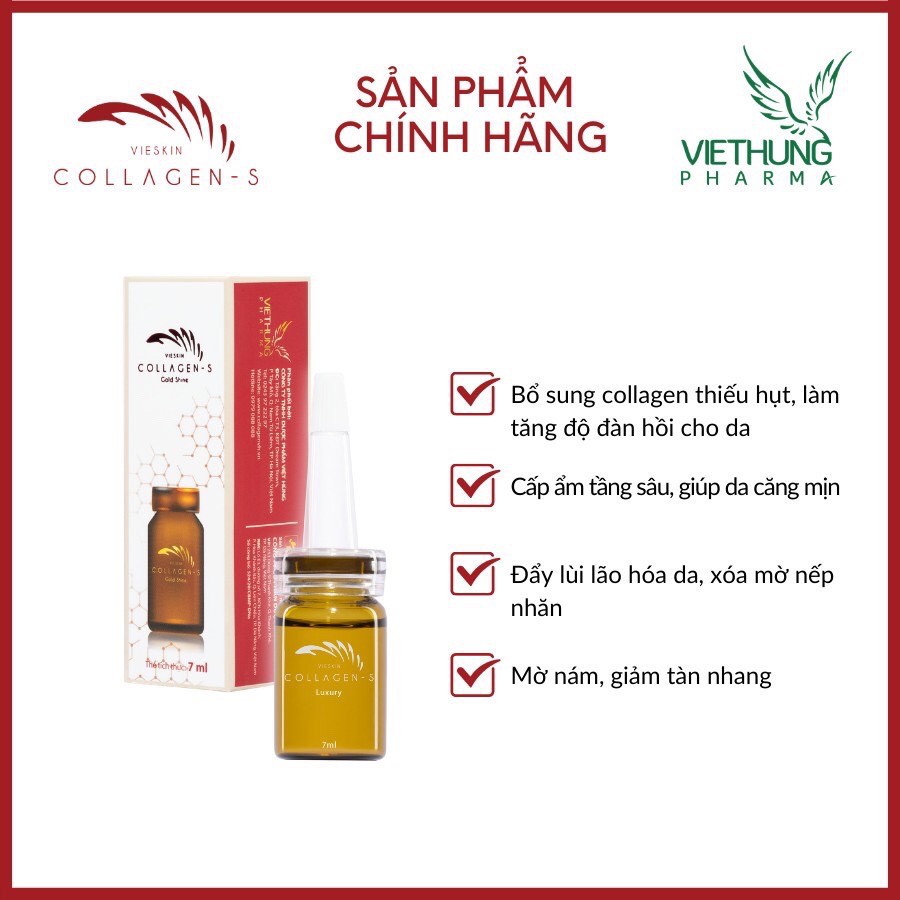 TINH CHẤT COLLAGEN TƯƠI - VIESKIN COLLAGEN S GOLDSHINE (DƯỠNG DA , MÀY, MÔI SAU PHUN XĂM)