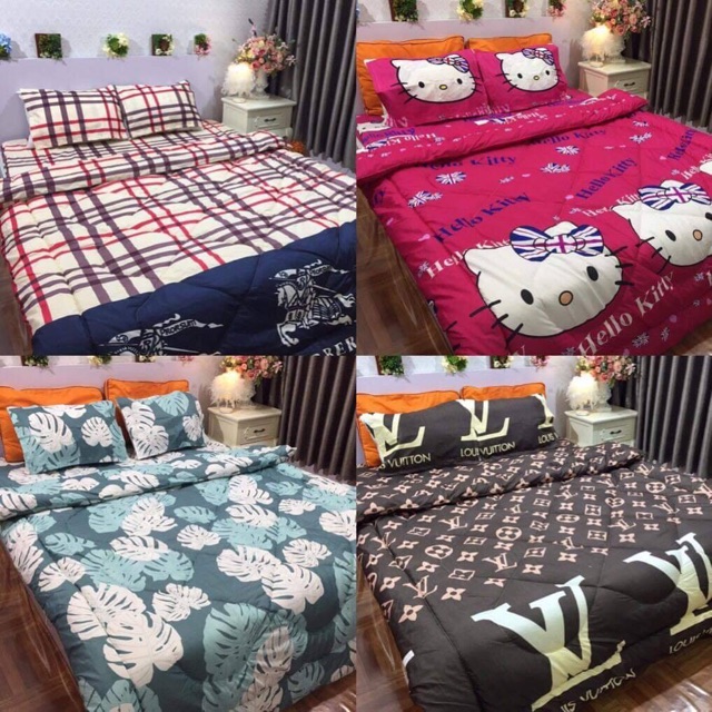 Sale Trọn Bộ Chăn Phao Ga Gối Cottong Poly 5 món y hình được chọn mẫu đẹp mê ly | BigBuy360 - bigbuy360.vn