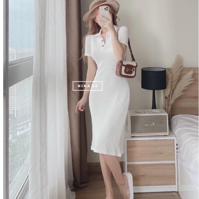 Váy Đầm Polo Nữ Ôm Body Thiết Kể Cổ Sơ Mi Thanh Lịch Chất Liệu Thun Kim Cương [HÀNG CHUẨN SHOP] Co Dãn Thoải Mái
