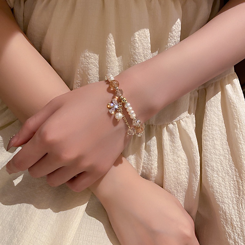 Vòng đeo tay RINHOO đính đá ngọc trai giả thời trang dành cho nữ