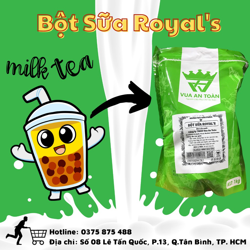 [Mã 208FMCGSALE giảm 0.08 đơn 500k] Bột Sữa Royal's Cao Cấp 1kg Pha Tất Cả Các Loại Trà Sữa