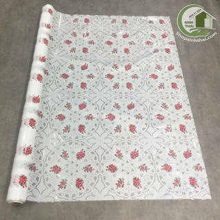 Khăn trải bàn bằng nhựa không thấm nước - hoa trắng mỏng không ren