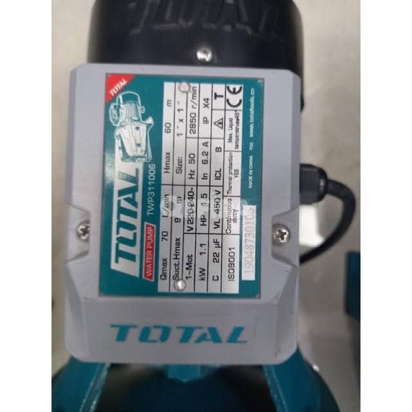 TOTAL Máy bơm nước 1100W (1.5HP) TWP311006 (Cam kết Chính Hãng 100%)