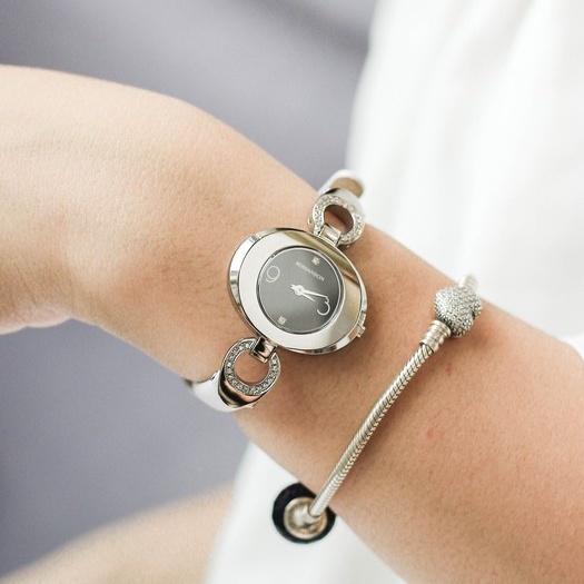 Đồng hồ Romanson Watch RN0391CLWBK nữ mặt nhỏ đính đá kính chống xước, máy Thụy Sĩ chống nước, dây da cao cấp chính hãng