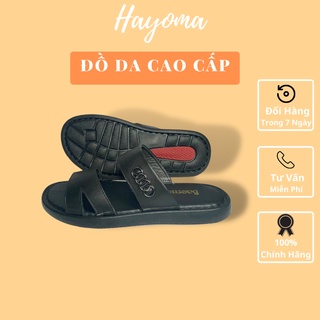 Dép da nam quai ngang hd1 - bảo hành nổ da 12 tháng