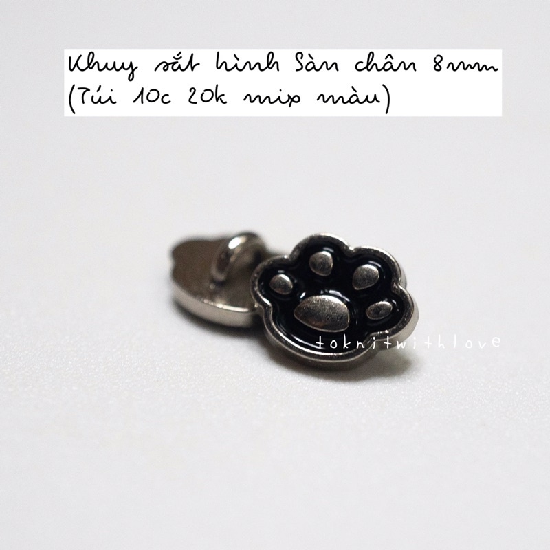 Khuy sắt hình bàn chân size 8mm (1 túi 10c mix màu)