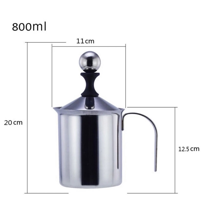 Ca đánh sữa làm latte, cappuccino, trà sữa 400ml và 800ml