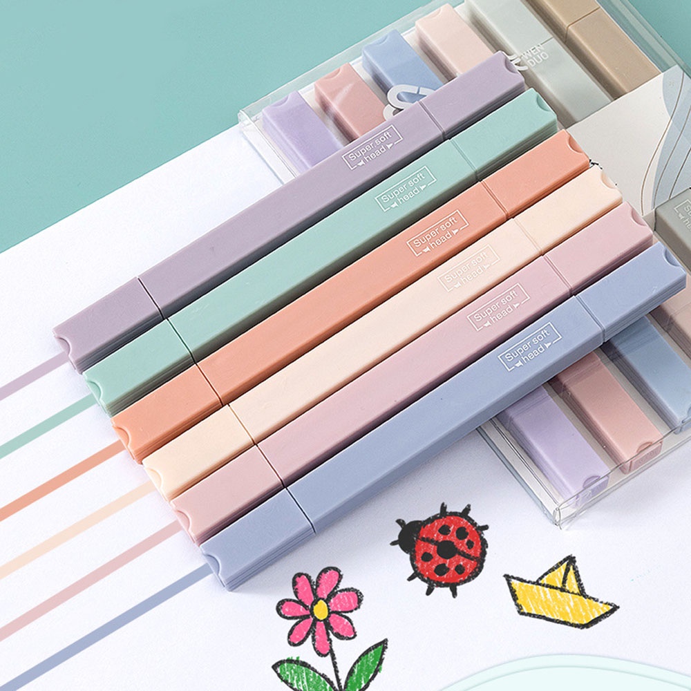 Set 6 Bút Dạ Quang Highlighter Đánh Dấu Nhiều Màu Sắc Morandi