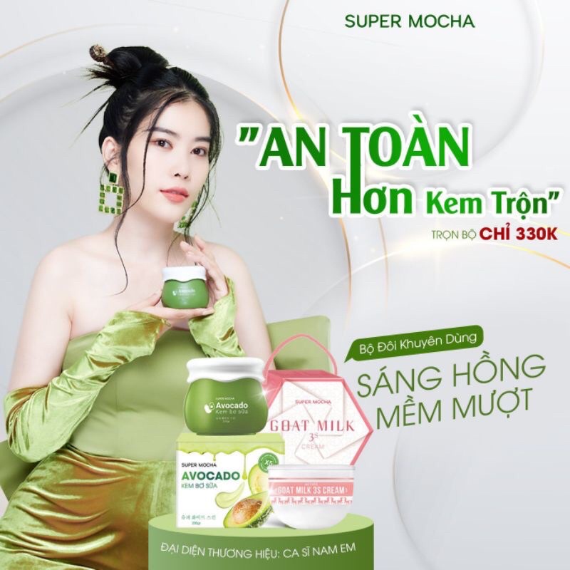 Combo Kem Bơ Sữa + Body Sữa Dê SUPER MOCHA - Bộ đôi dưỡng trắng ,dưỡng mịn siêu hấp dẫn