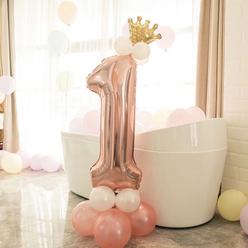 Bong Bóng Lá Vàng Hồng 32 Inch Trang Trí Tiệc Sinh Nhật