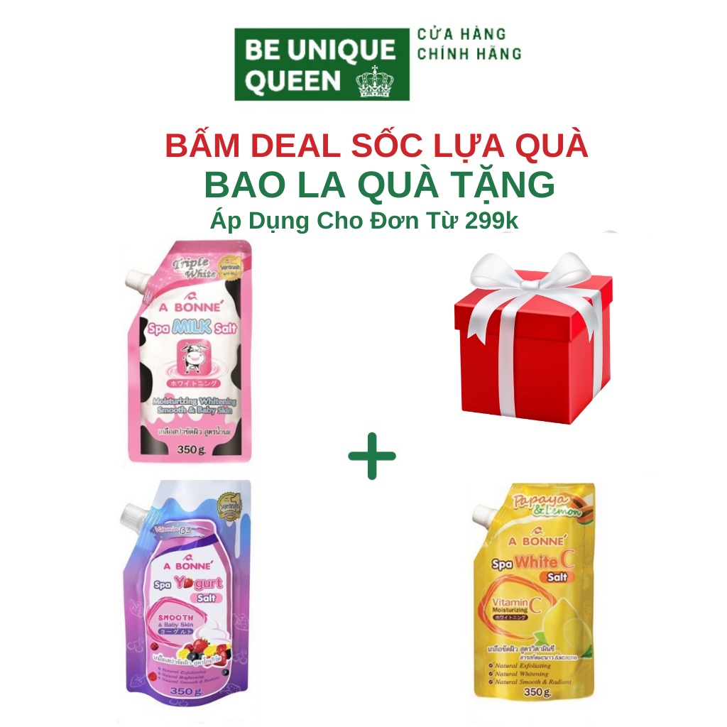 Combo 3 Loại Muối tắm sữa bò tẩy tế bào chết body A Bonne Spa Milk Salt 350g Thái Lan Có Vòi