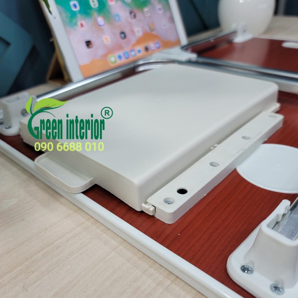 Bàn học gấp gọn, bàn làm việc gấp gọn thông minh GreenFurni có khe cắm ipad, ngăn kéo màu hồng XKZS-001H