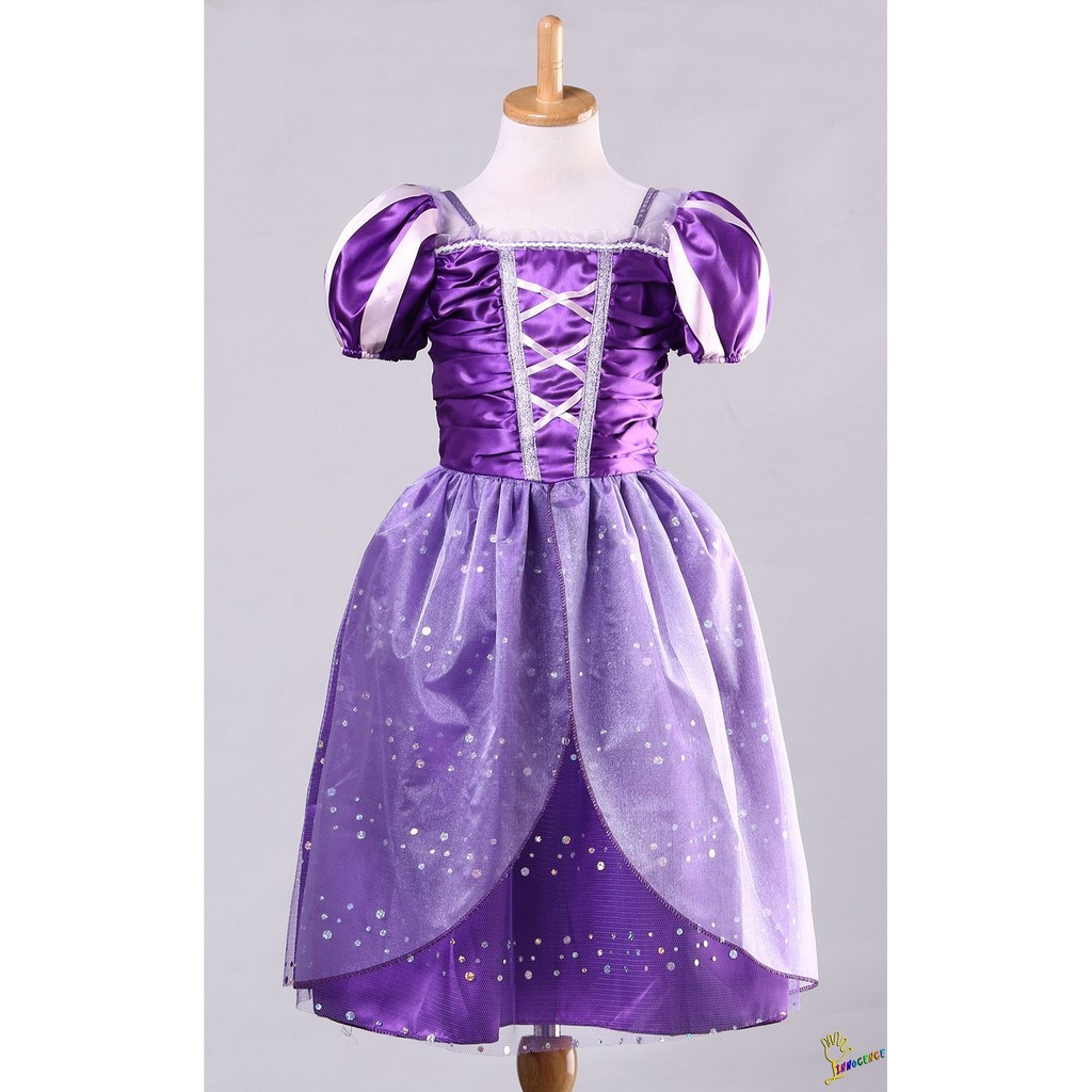 ❤XZQ-Fairy Tale Fashion Girls New Princess Rapunzel Party Costume Dress Cosplay Dress 3-10Y