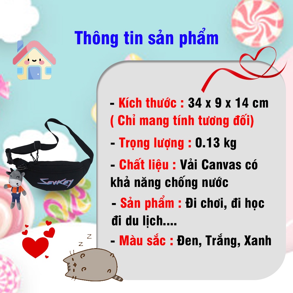 Túi Đeo Chéo Nam Unisex Túi Đeo Chéo Nữ Túi Bao Tử SEVKEY Vải Canvas Hàn Quốc Chống Nước Tuyệt Đối