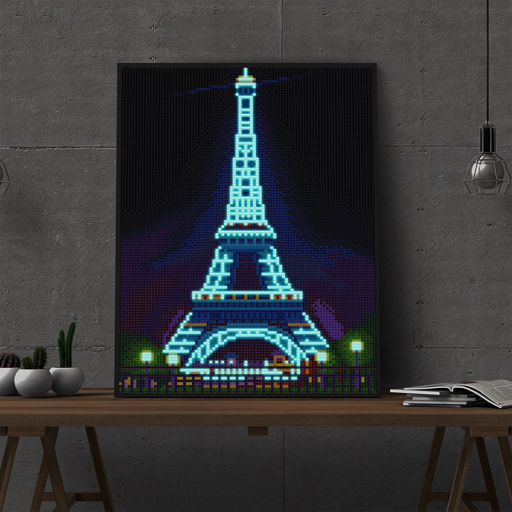 Bộ Tranh Đính Đá Dạ Quang Tự Làm Hình Tháp Eiffel Độc Đáo
