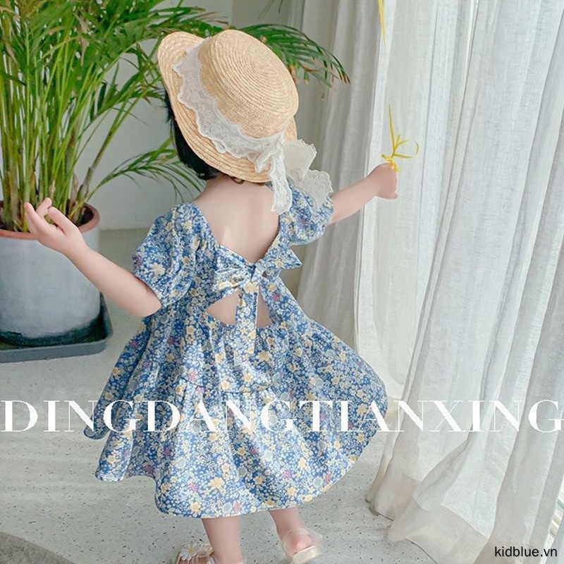 Đầm Công Chúa Hở Lưng Họa Tiết Hoa Thời Trang Cho Bé Gái