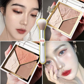 Phấn bắng sáng + tạo khối + má hồng Minshzee kèm cọ trang điểm Nội Địa Trung