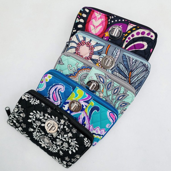 Ví Bóp Dài Cầm Tay Vera Bradley Women's Signature Cotton Turnlock Wallet Khóa Văn Kim Loại - GU Shop