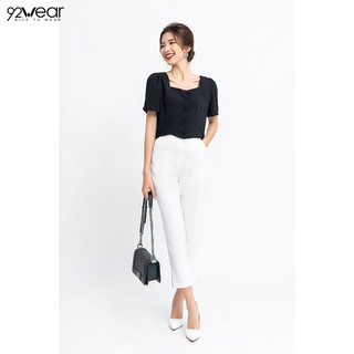 Áo sơ mi nữ ngắn tay croptop cổ vuông ASW0809 92WEAR