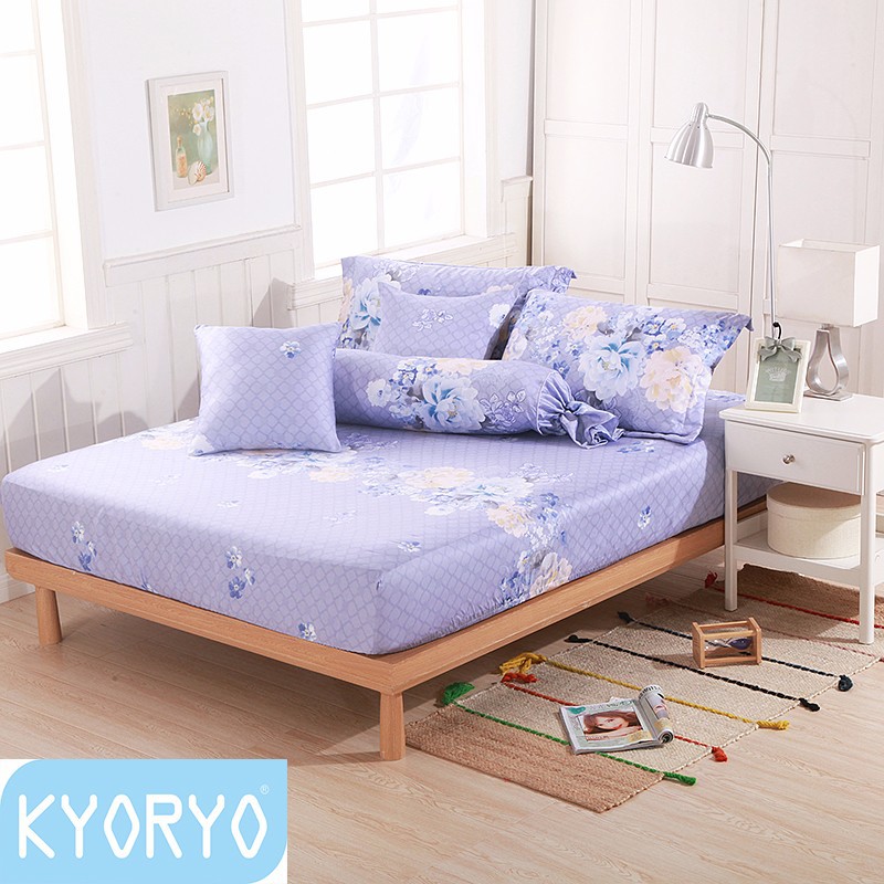 Bộ chăn ga Tencel Kyoryo Nhật Bản họa tiết Hoa Xanh (5 món)