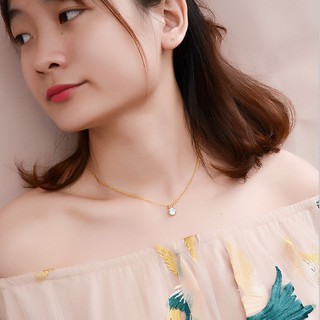 Dây Chuyền Titan Nữ Hàn Quốc Đính Đá Zircon Đơn Phong Cách Ins 18K Không Đen TT 1652