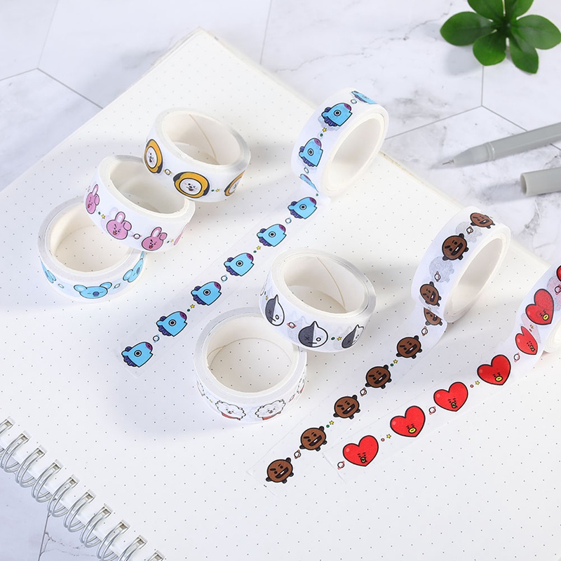 Băng Dính Washi Tape In Họa Tiết Hoạt Hình Bt21 Xinh Xắn