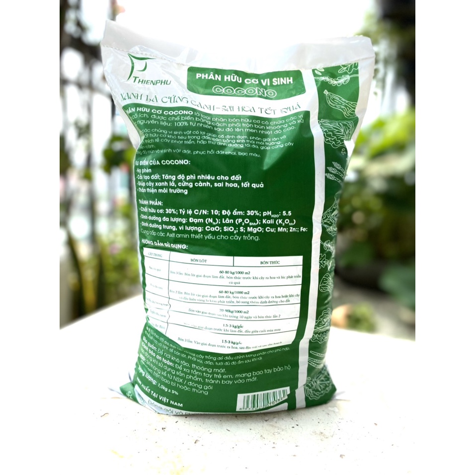 PHÂN HỮU CƠ VI SINH COCONO - Giúp Cây Trồng Phát Triển Bộ Rễ, Hình Thành Mầm Hoa, Đẻ Nhánh GÓI 1.5KG