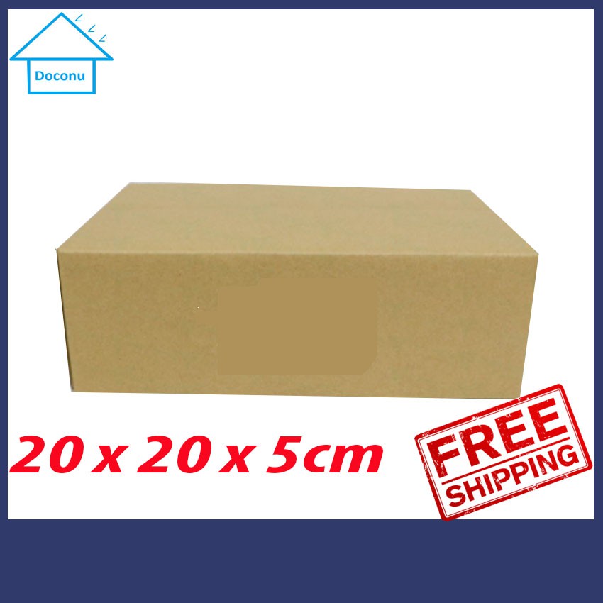 Hộp bìa carton DOCONU 20 x 20 x 5cm. Thùng bìa carton gói hàng cỡ nhỏ