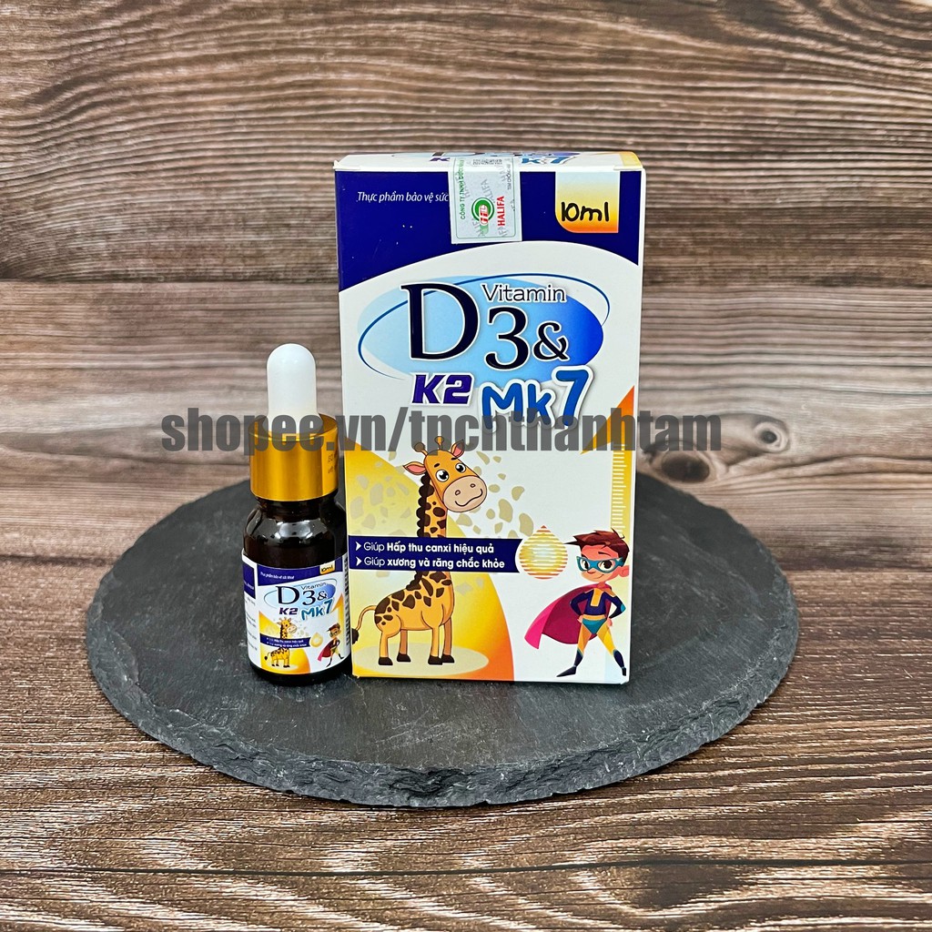 Siro nhỏ giọt bổ sung VITAMIN D3 VÀ MK2 MK7 cho trẻ, giúp tăng cường hấp thu, hỗ trợ xương và răng chắc khoẻ - Hộp 1 lọ