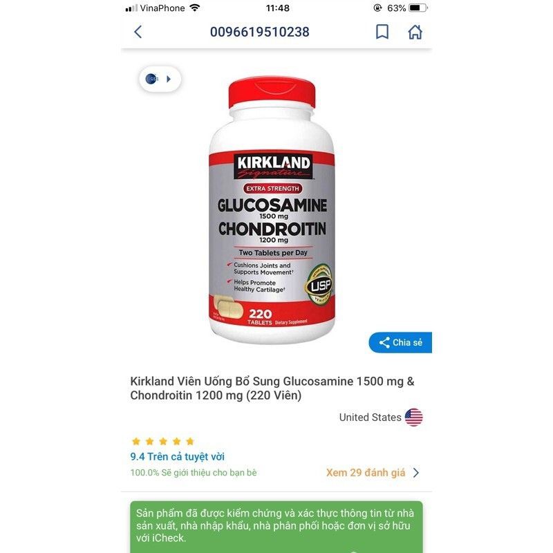 ( Date 2023) Viên uống Glucosamine 1500mg & chondroitin