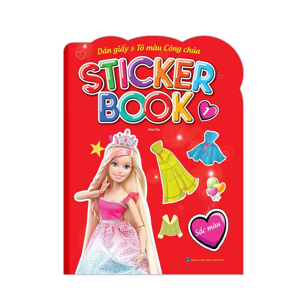 Sách - Sticker book - Giấy gián & tô màu công chúa 1 - Sắc màu (tặng kèm 4 trang sticker dán hình)